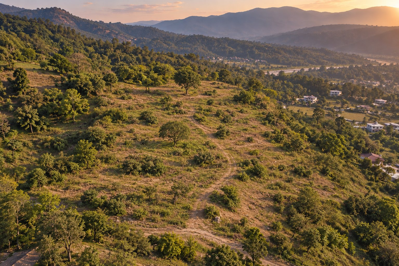 An empty plot of hilly land in the foothills