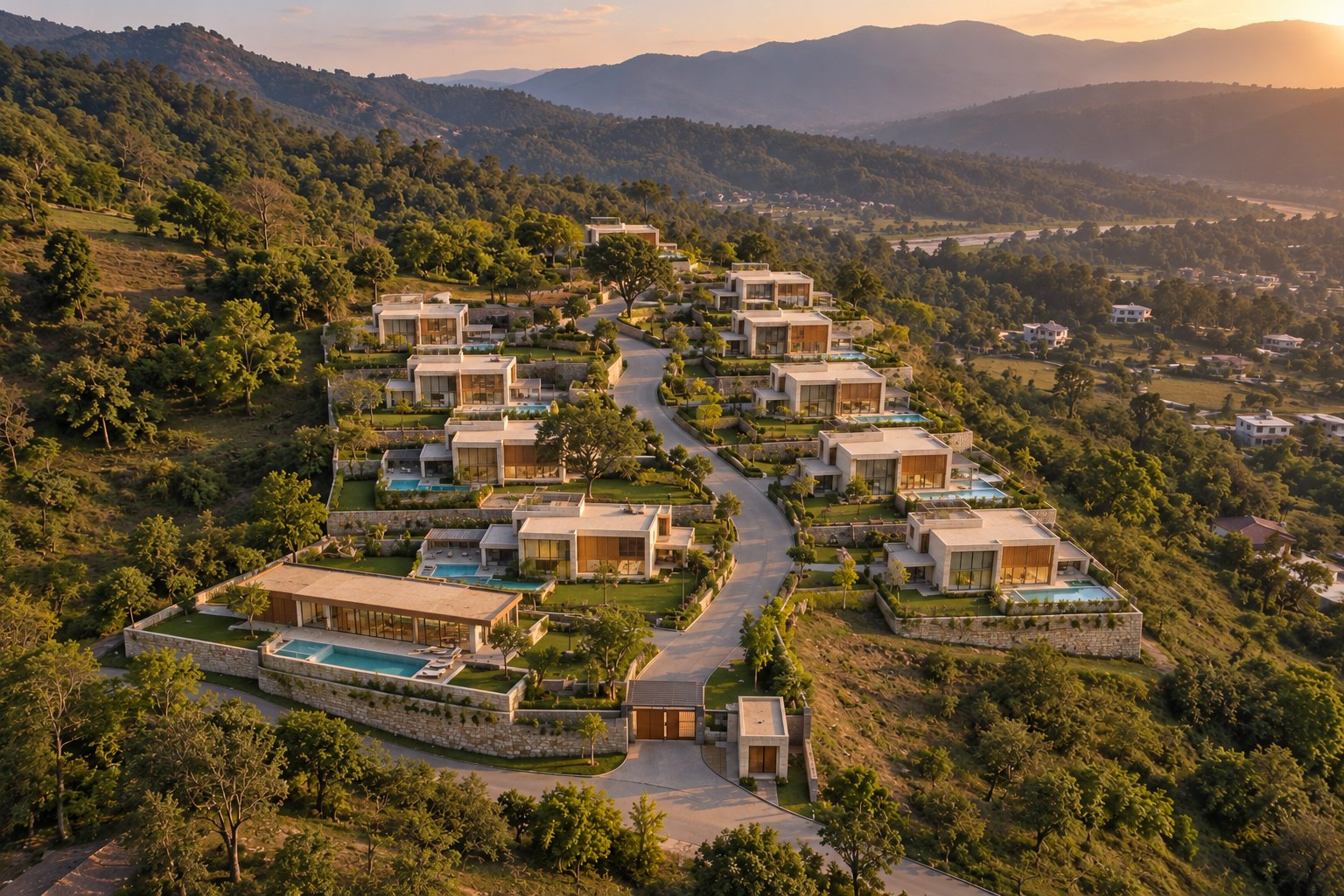 The same land as a finished villa community